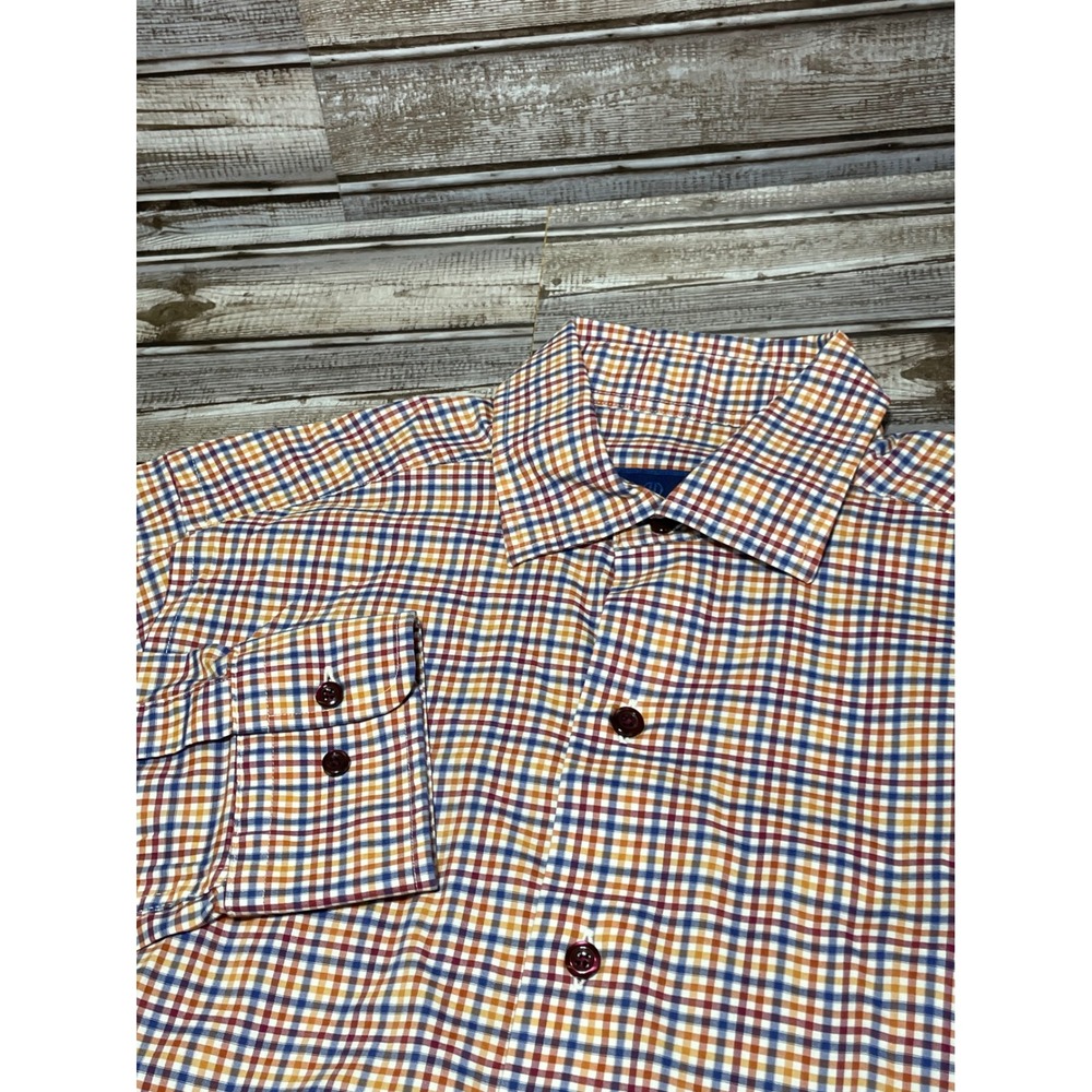 David Donahue Performance‎ Fusion Button Down Checkered Pattern 15.5 S/M